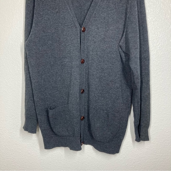 Vintage LL Bean Cardigan Sweater Men’s XL Tall 100% Lambs Wool Pockets Dark Gray - Picture 4 of 14